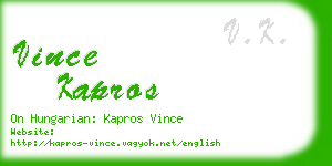 vince kapros business card